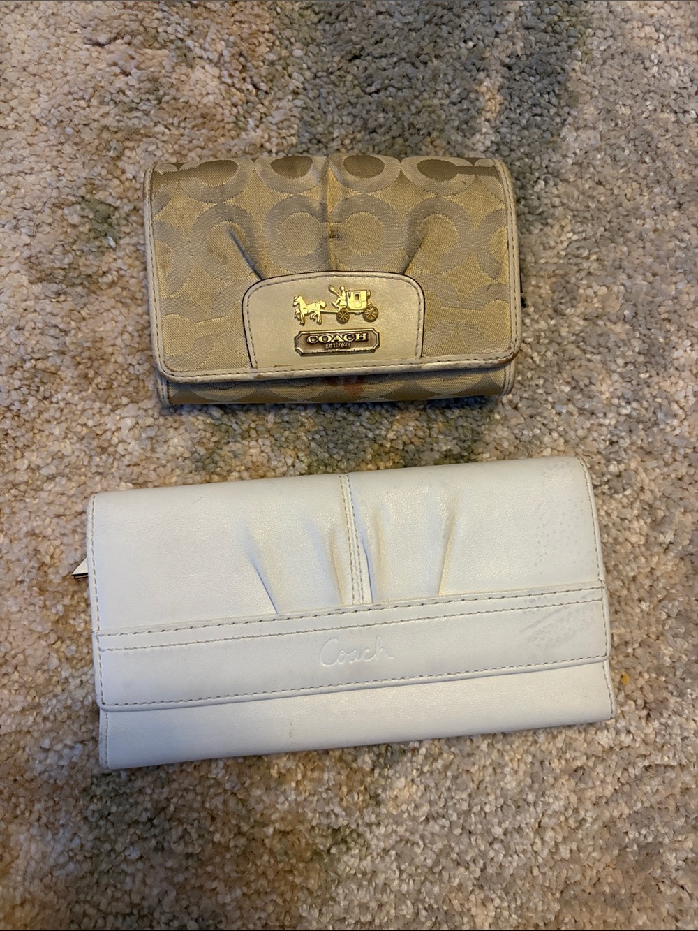 Coach Two-Piece Wallet Set in Khaki and White